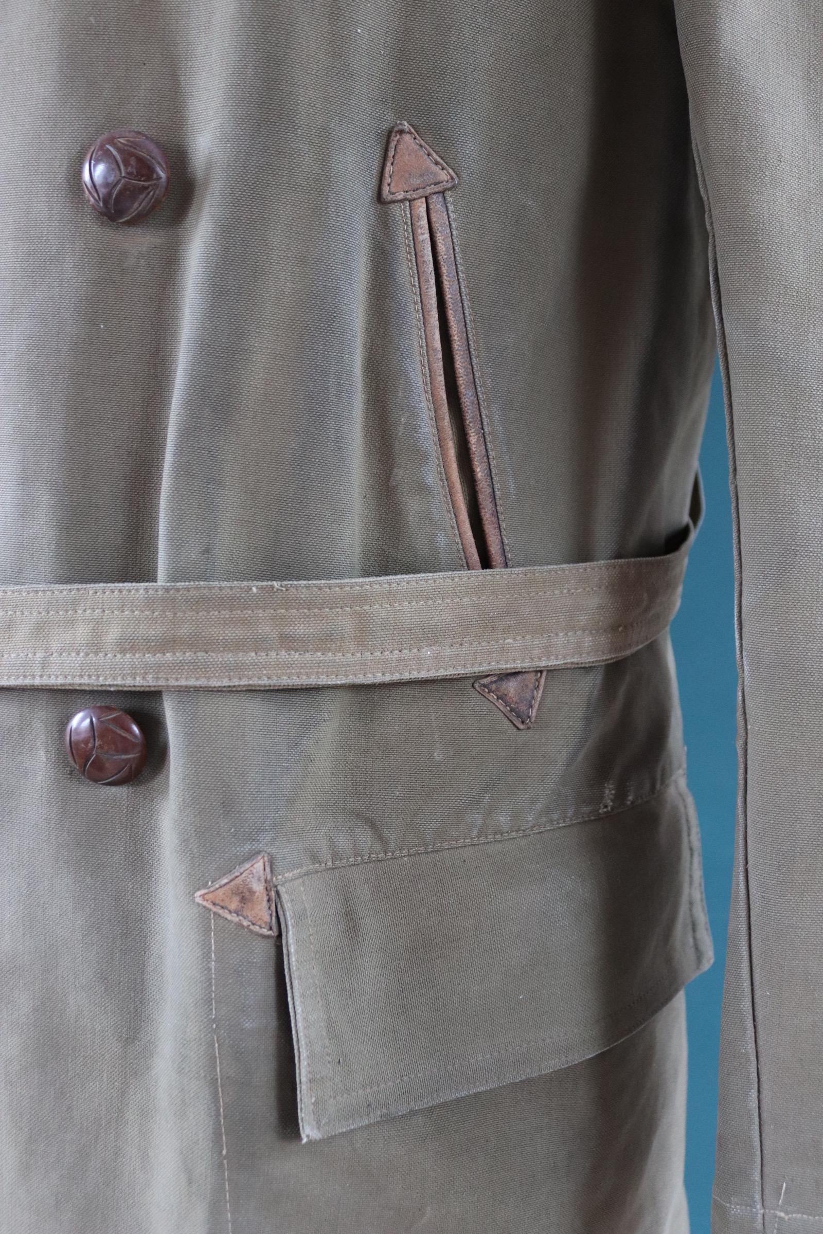 Vintage 1950s French mackinaw jacket - canvas Canadienne - barnstormer coat - 49” chest