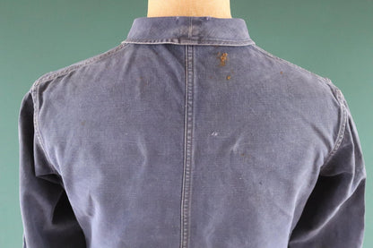 Vintage French blue workwear jacket - 1960s cotton chore coat - 42” chest