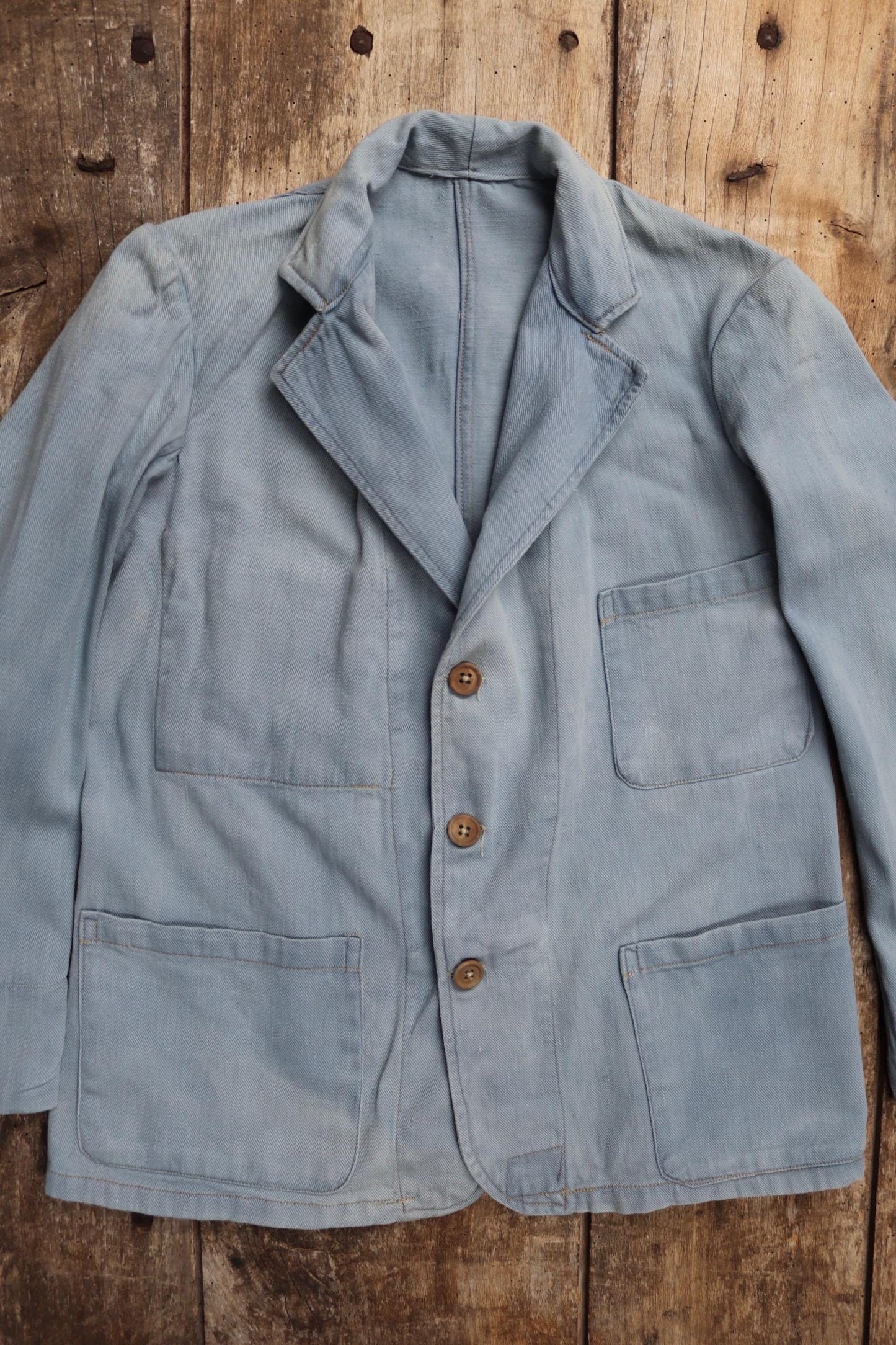 Vintage 1930s French blue workwear jacket - 1940s chore coat - 35" chest