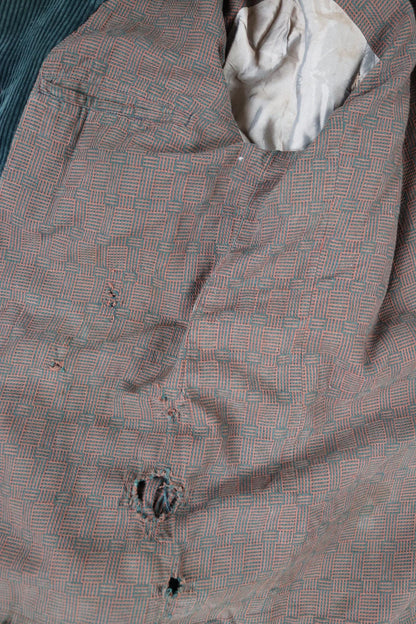 Vintage French workwear jacket - green corduroy - gamekeeper chore coat - 45” chest