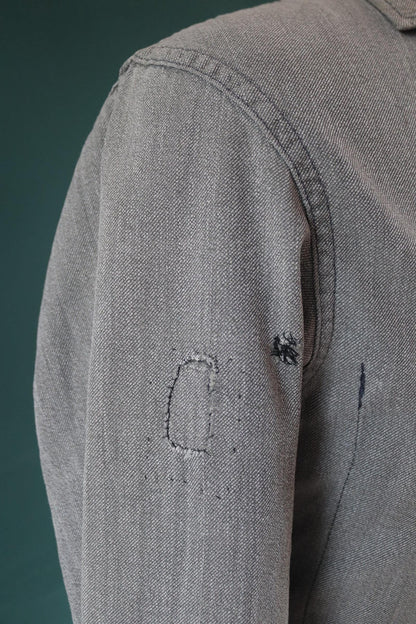 Vintage 1950s French workwear jacket - 1960s overalls - grey duster chore coat - 40” chest
