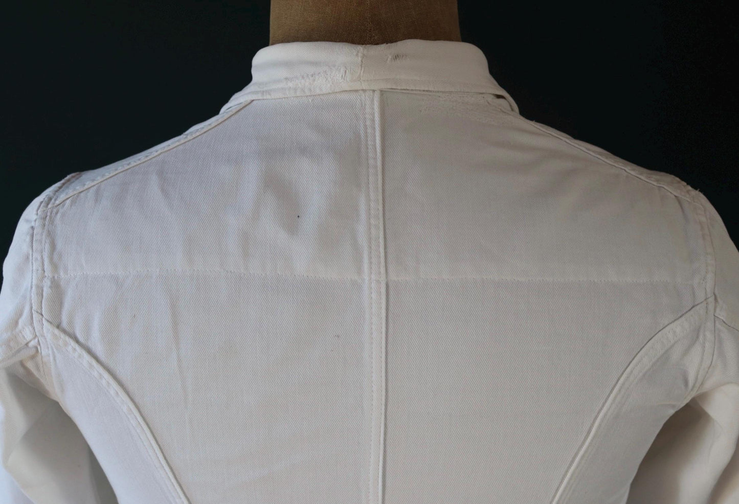 Vintage 1960s French white cotton workwear jacket - riviera style - 38” chest - cafe waiter