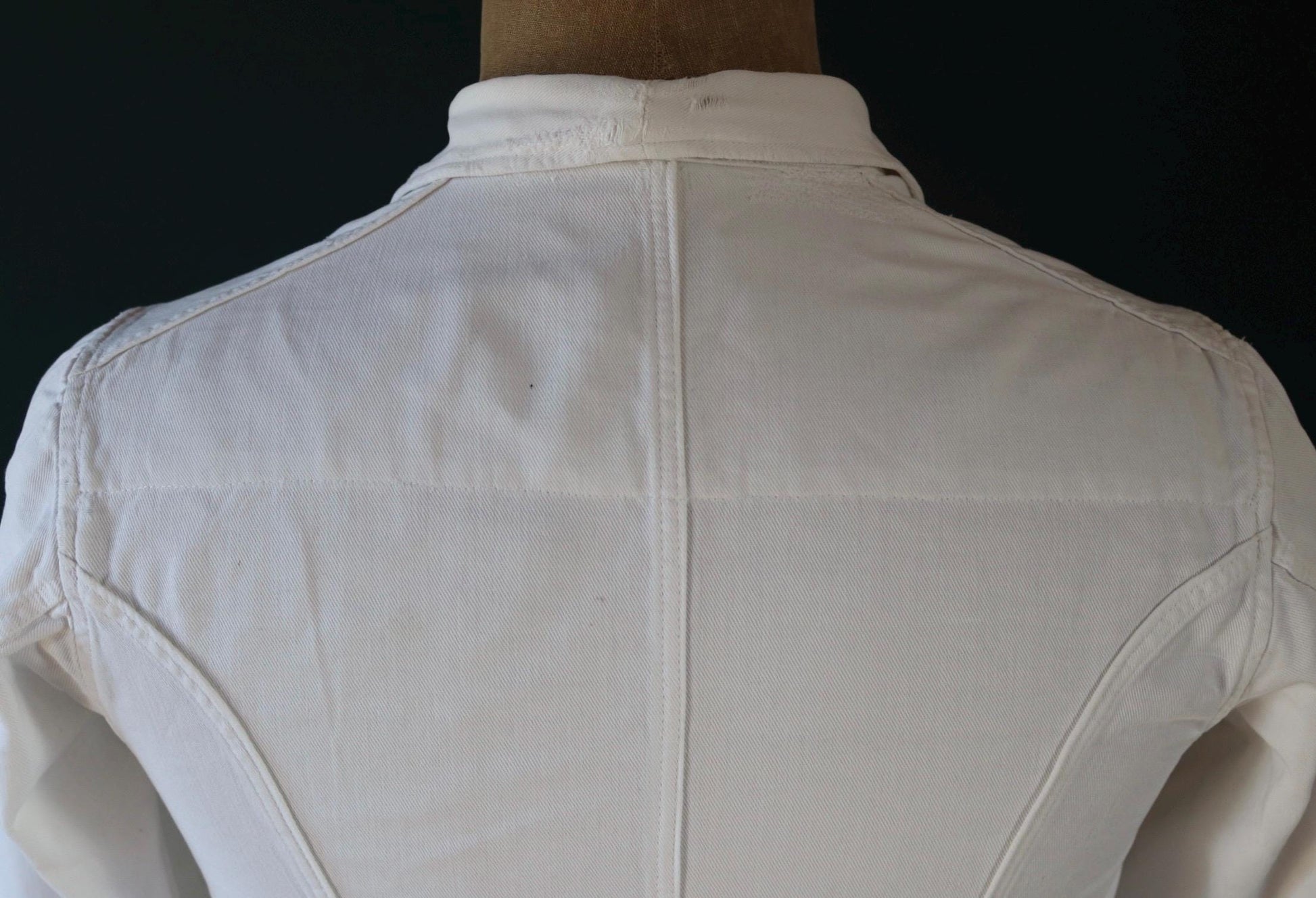 Vintage 1960s French white cotton workwear jacket - riviera style - 38” chest - cafe waiter