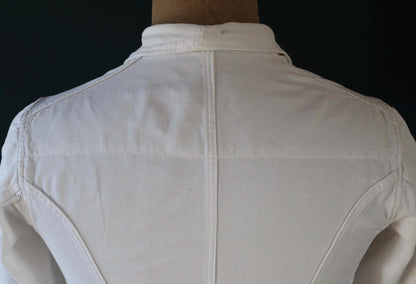 Vintage 1960s French white cotton workwear jacket - riviera style - 38” chest - cafe waiter