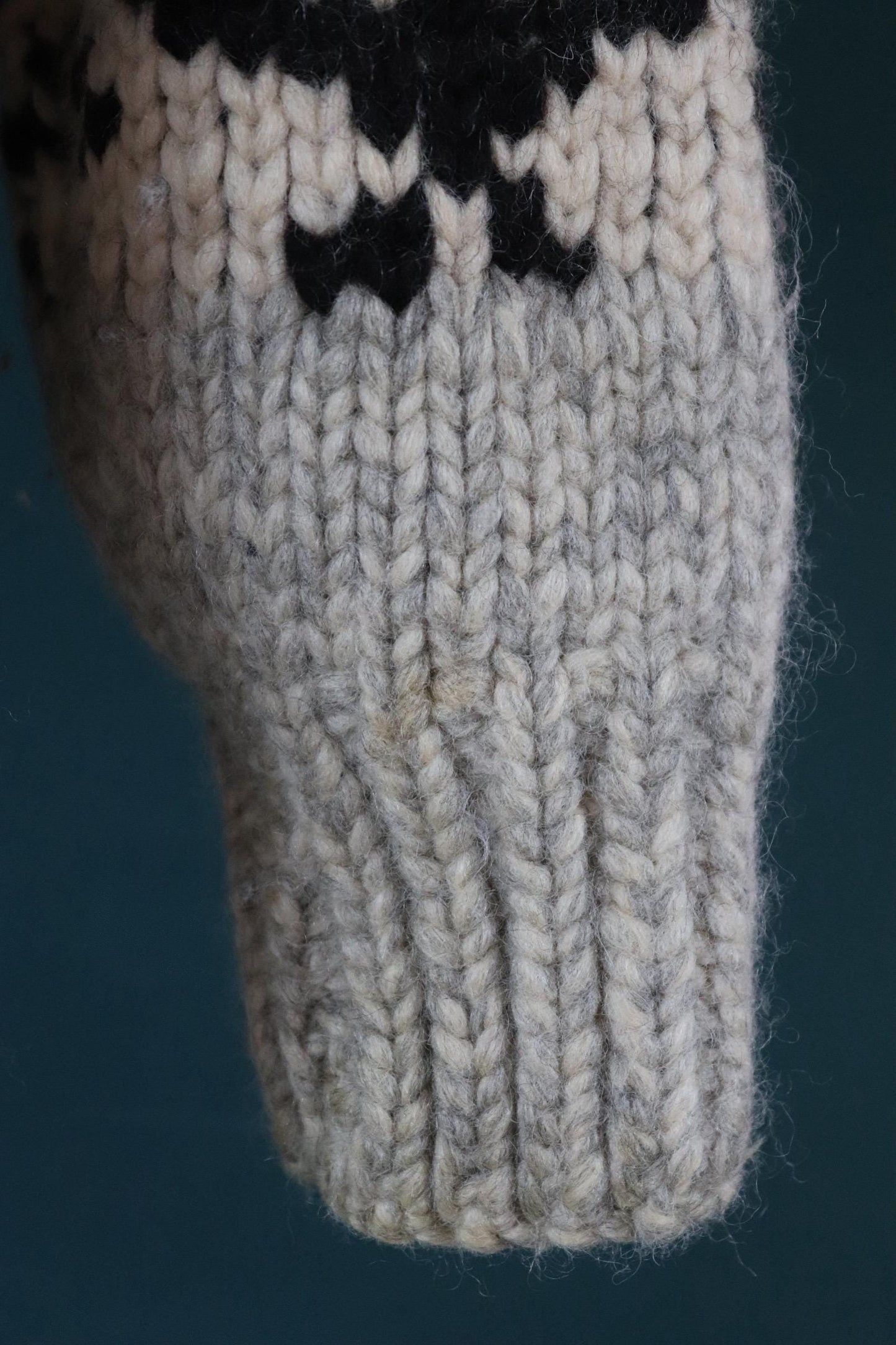 Vintage 1970s Cowichan style wool sweater - hand made Thunderbird cardigan - chunky knit - 40" chest