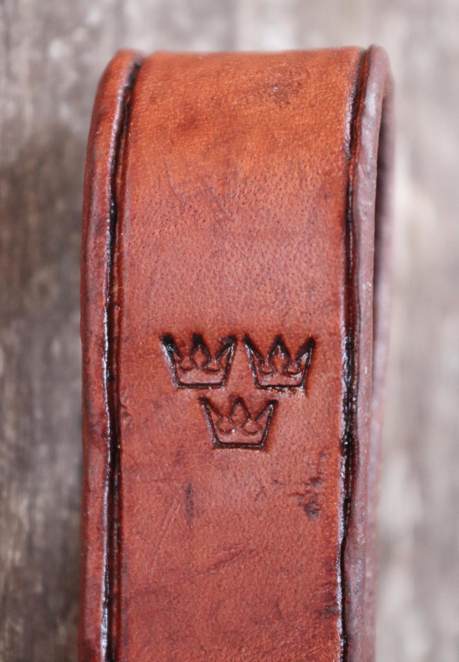 Vintage leather key fob - 1940s Swedish military carabiner - hand made lanyard