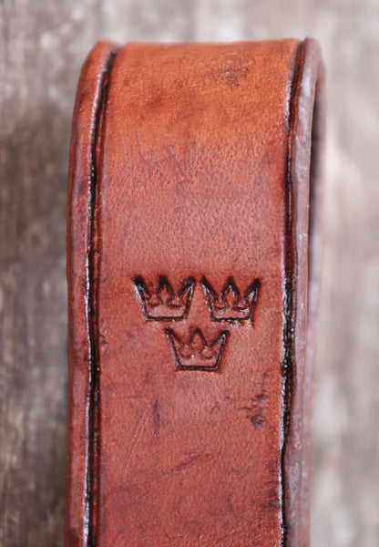 Vintage leather key fob - 1940s Swedish military carabiner - hand made lanyard