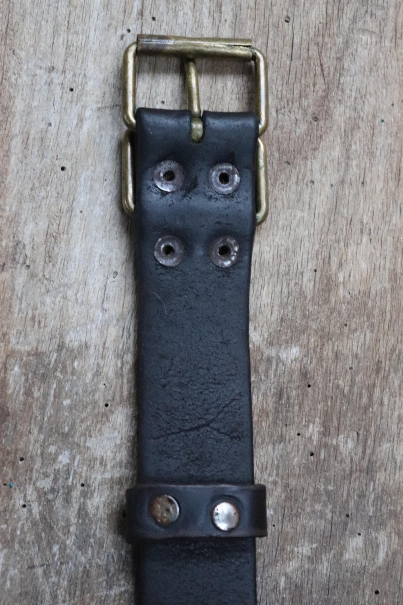 Vintage 1930s Swedish military leather belt - 1940s brown hand stitched belt - 30" 32” 34” 35"