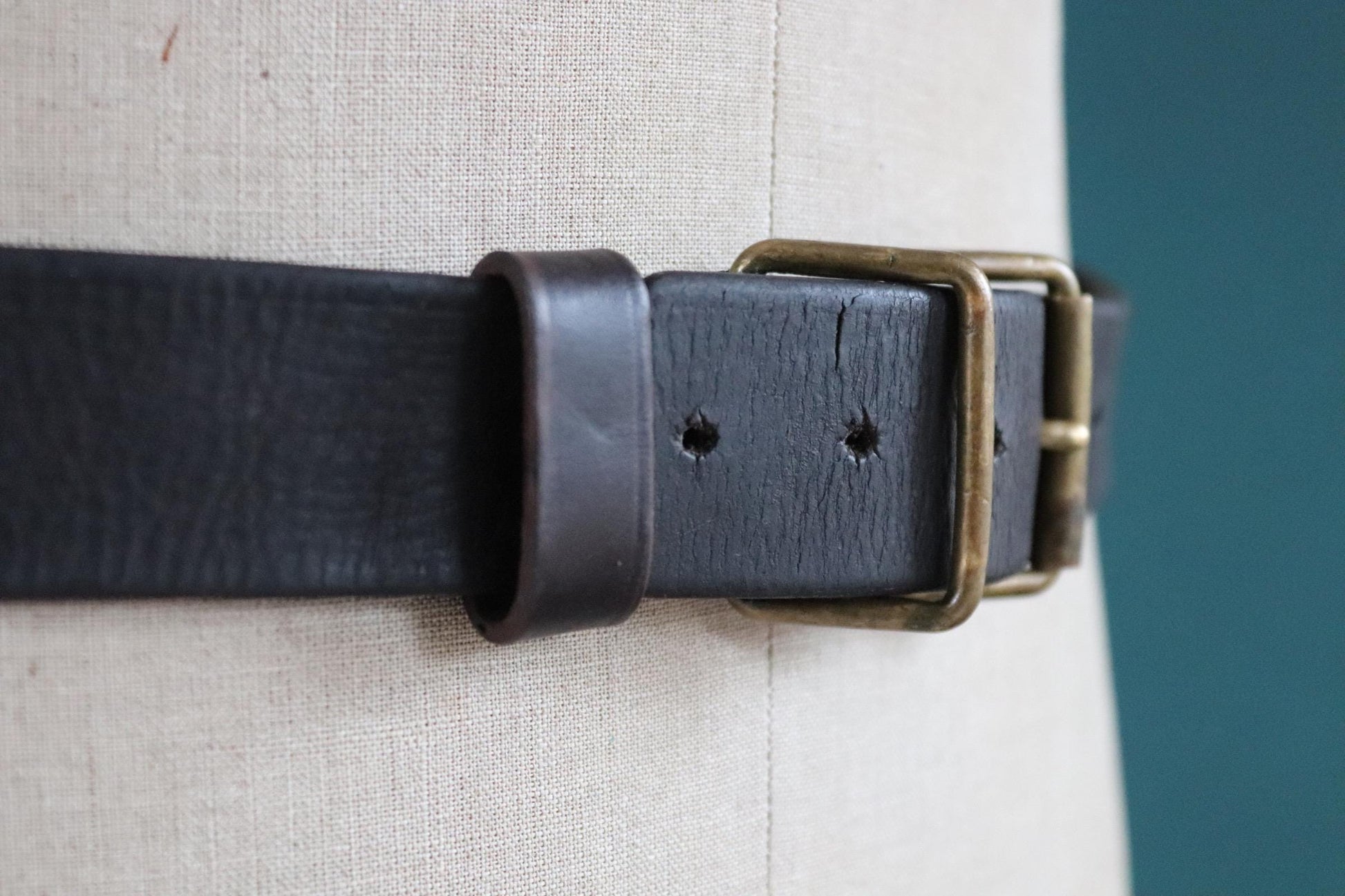 Vintage 1930s Swedish military leather belt - 1940s brown hand stitched belt - 30" 32” 34” 35"