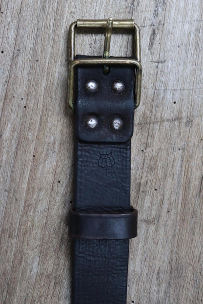 Vintage 1930s Swedish military leather belt - 1940s brown hand stitched belt - 30" 32” 34” 35"