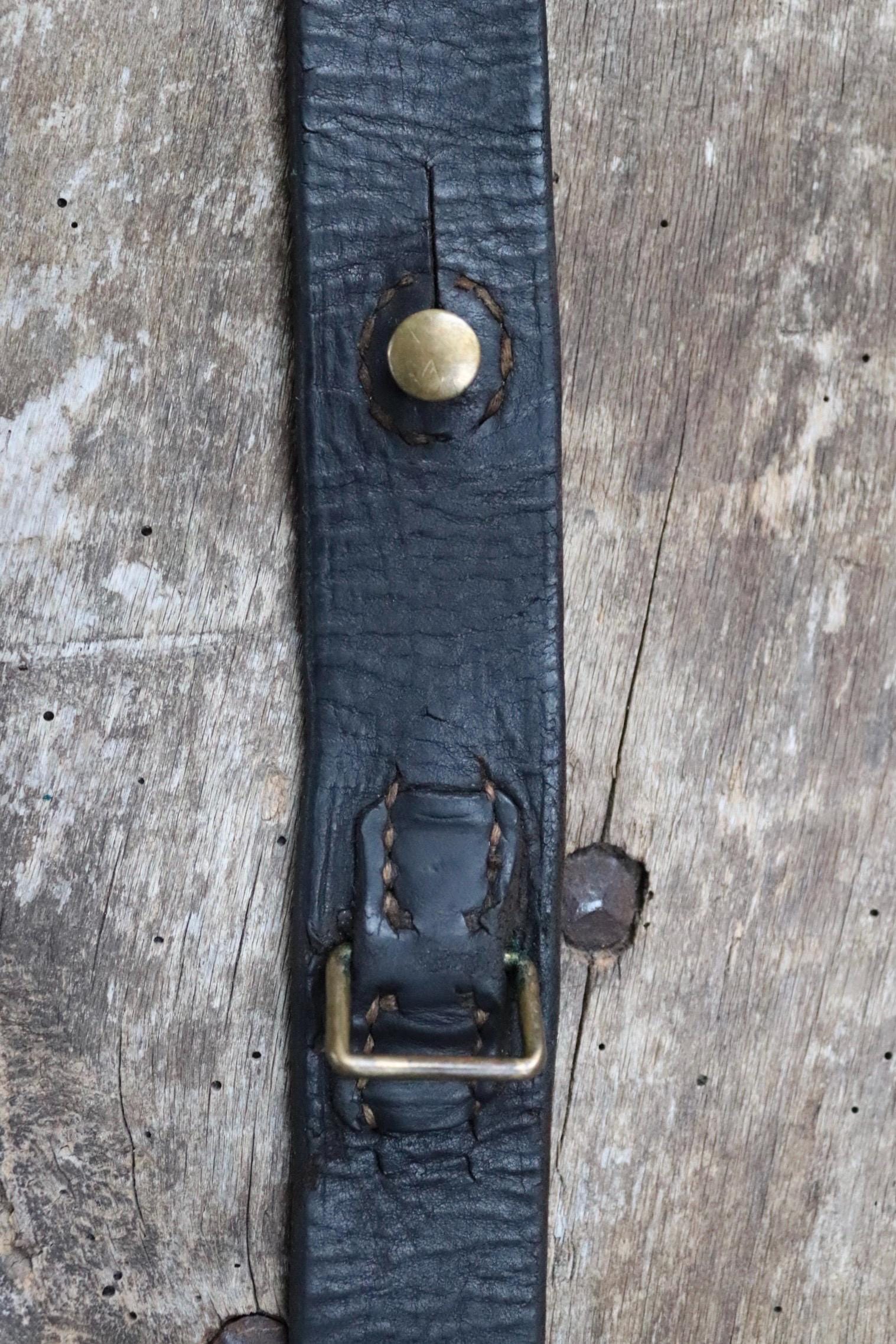 Vintage 1930s Swedish military leather belt - 1940s brown hand stitched belt - 30" 32” 34” 35"