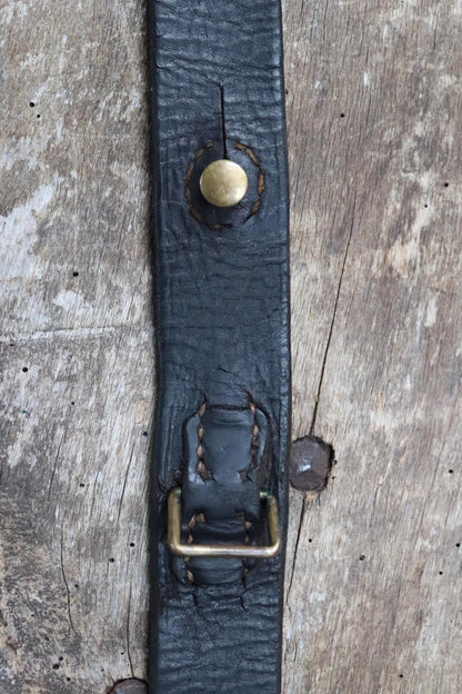 Vintage 1930s Swedish military leather belt - 1940s brown hand stitched belt - 30" 32” 34” 35"