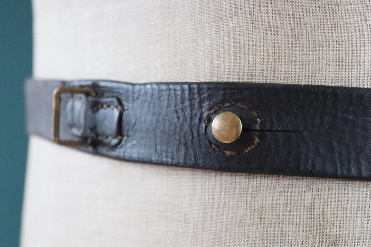Vintage 1930s Swedish military leather belt - 1940s brown hand stitched belt - 30" 32” 34” 35"
