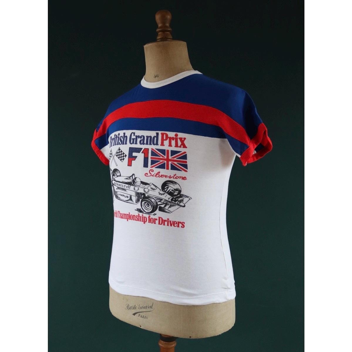 Vintage 1970s British F1 t shirt - 1980s Silverstone ringer tee - Formula one memorabilia - 33" chest
