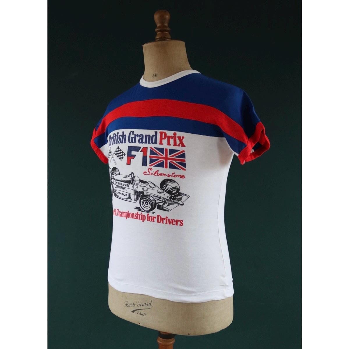 Vintage 1970s British F1 t shirt - 1980s Silverstone ringer tee - Formula one memorabilia - 33" chest