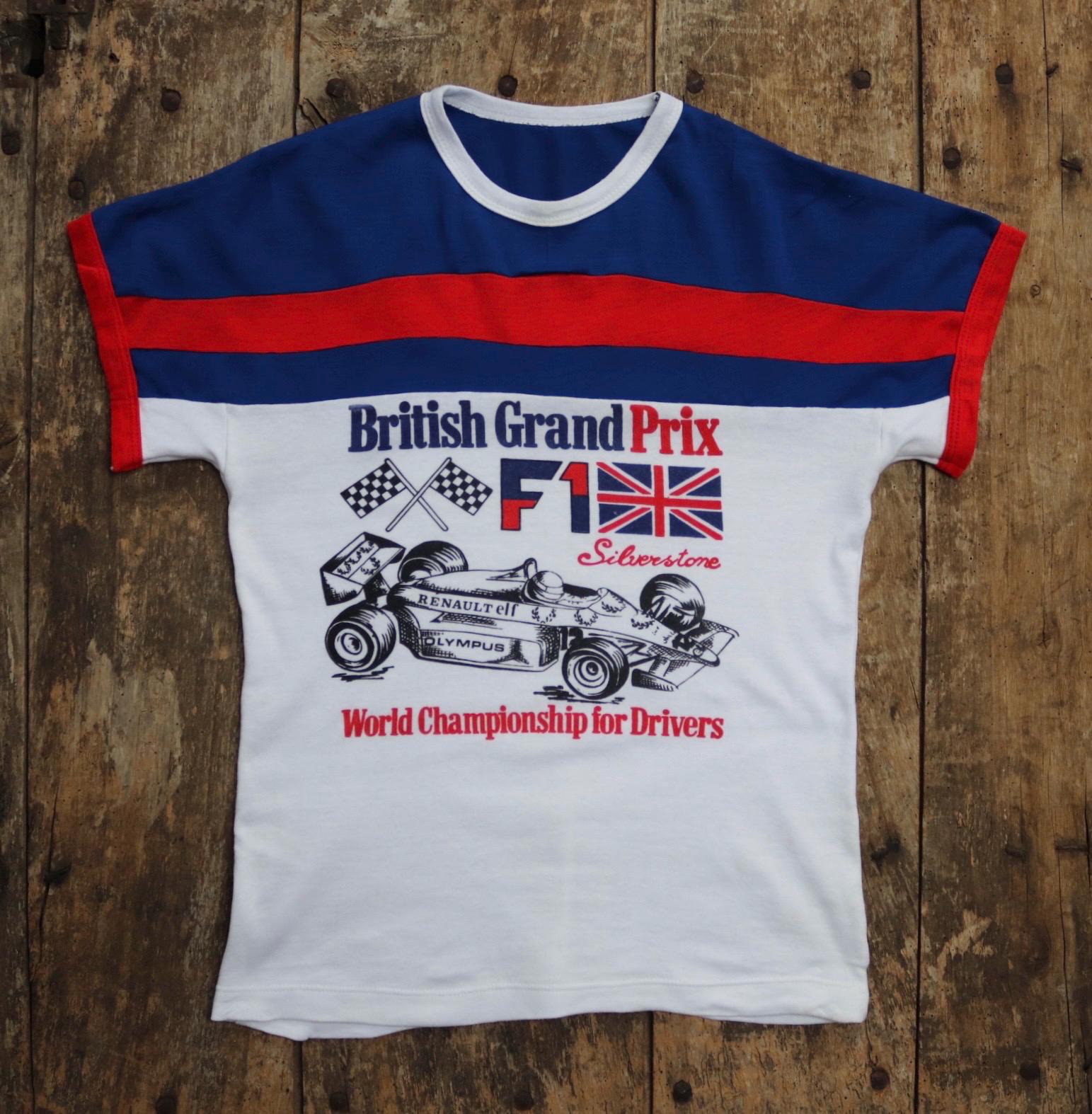 Vintage 1970s British F1 t shirt - 1980s Silverstone ringer tee - Formula one memorabilia - 33" chest