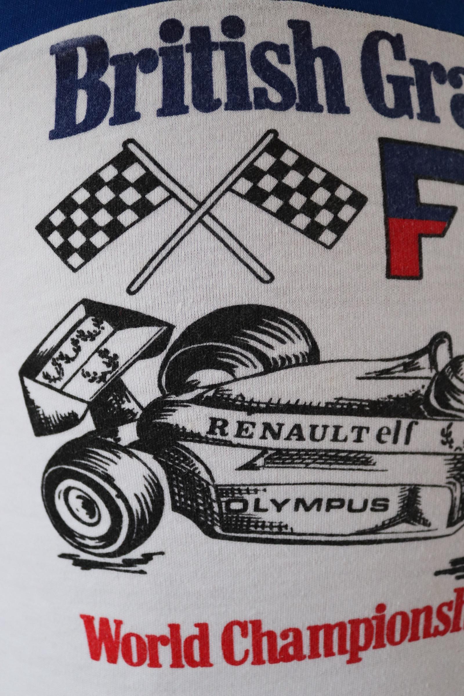 Vintage 1970s British F1 t shirt - 1980s Silverstone ringer tee - Formula one memorabilia - 33" chest
