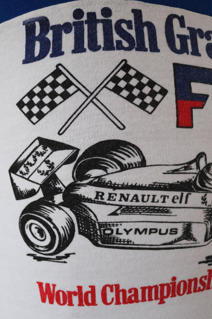 Vintage 1970s British F1 t shirt - 1980s Silverstone ringer tee - Formula one memorabilia - 33" chest