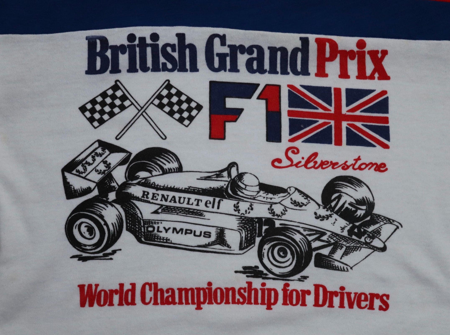Vintage 1970s British F1 t shirt - 1980s Silverstone ringer tee - Formula one memorabilia - 33" chest