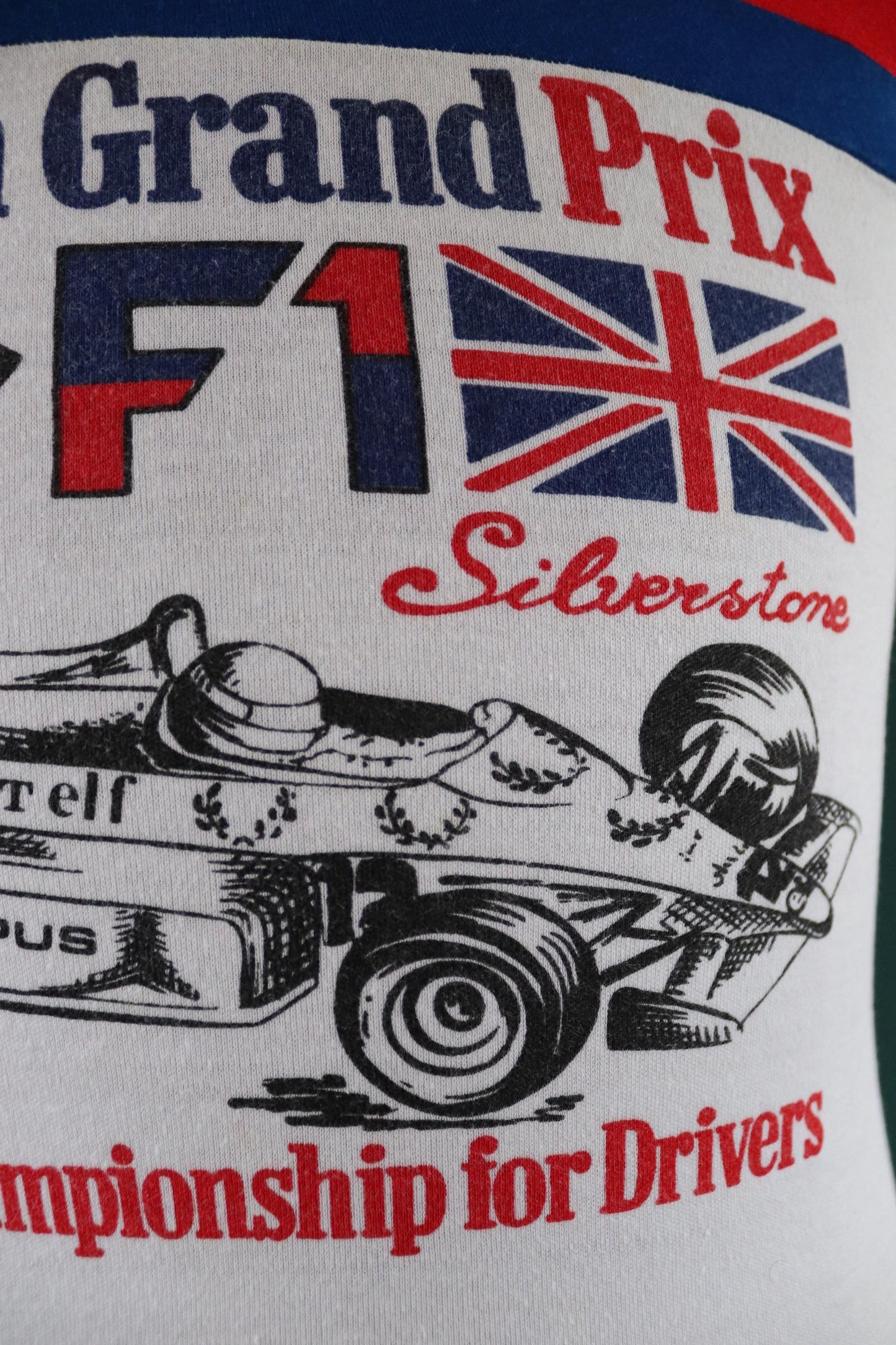 Vintage 1970s British F1 t shirt - 1980s Silverstone ringer tee - Formula one memorabilia - 33" chest