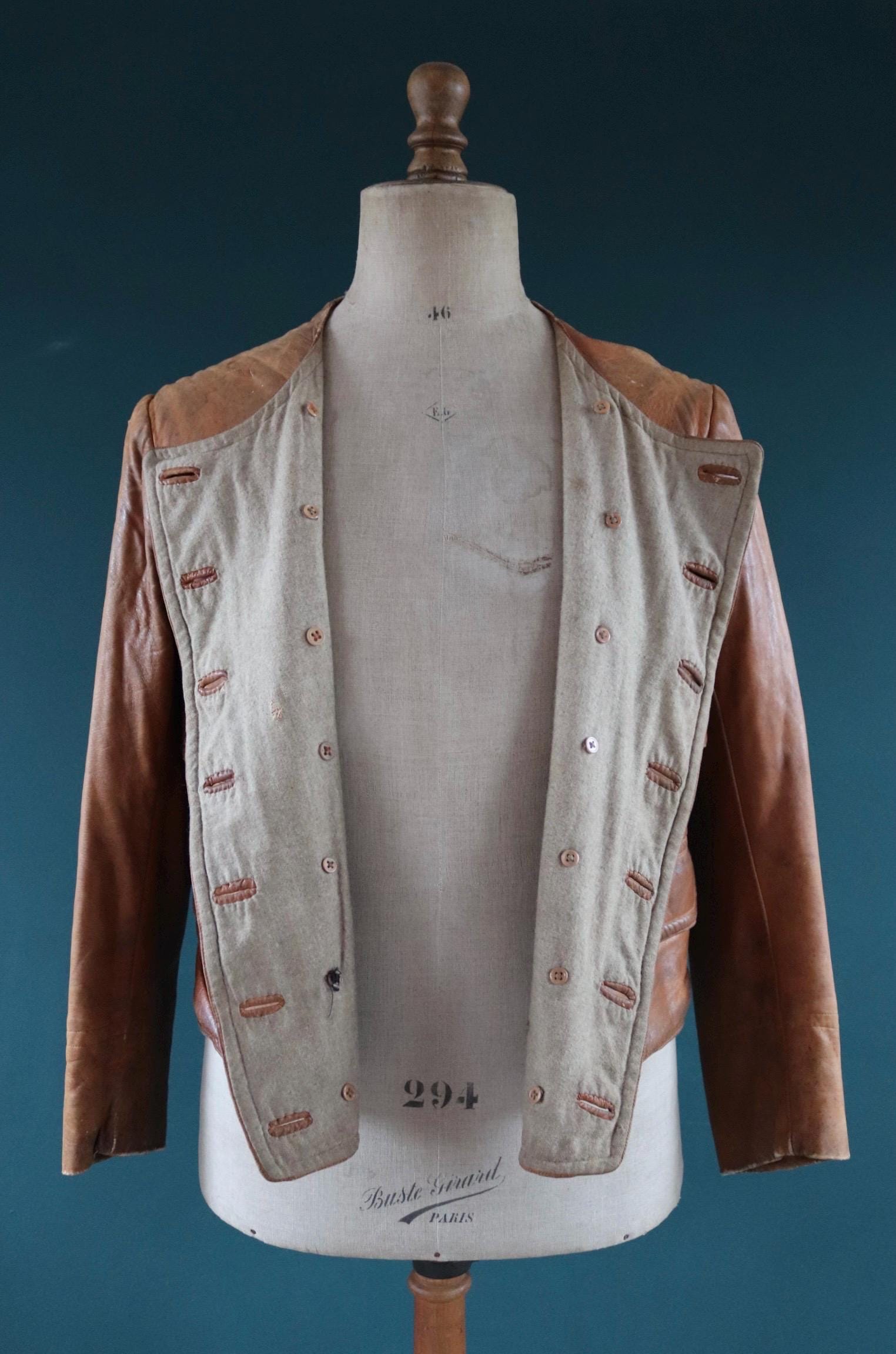 Antique 1920s leather motorcycle jacket - Brodmotor - vintage cropped biker jacket - buckle back - 41” chest