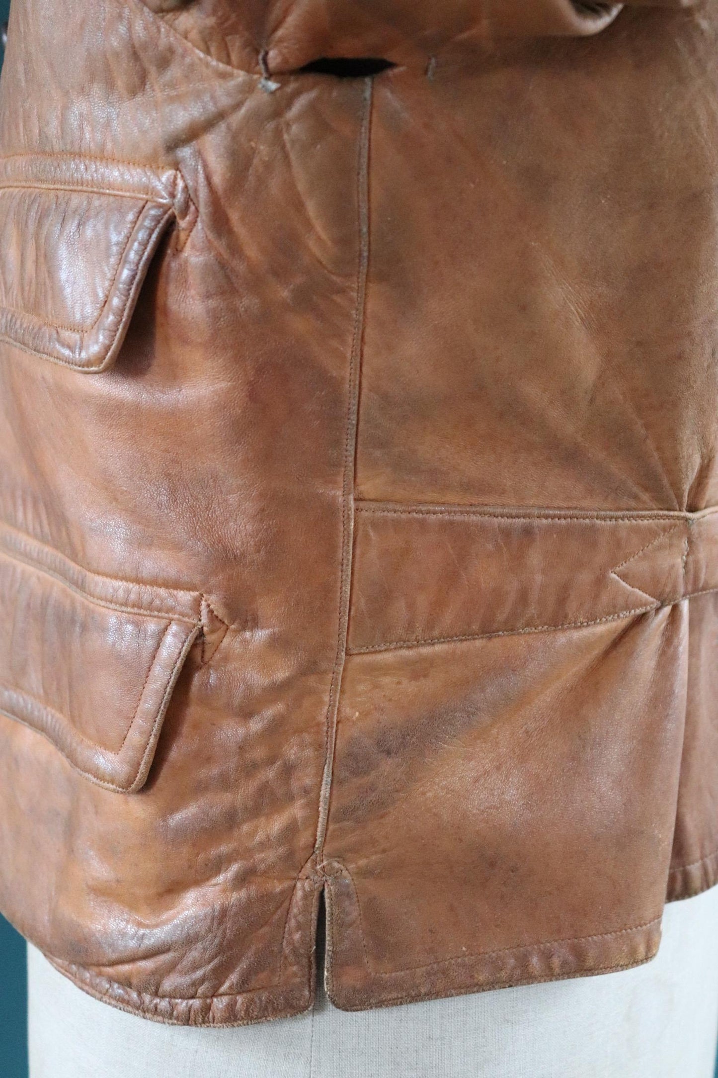 Antique 1920s leather motorcycle jacket - Brodmotor - vintage cropped biker jacket - buckle back - 41” chest