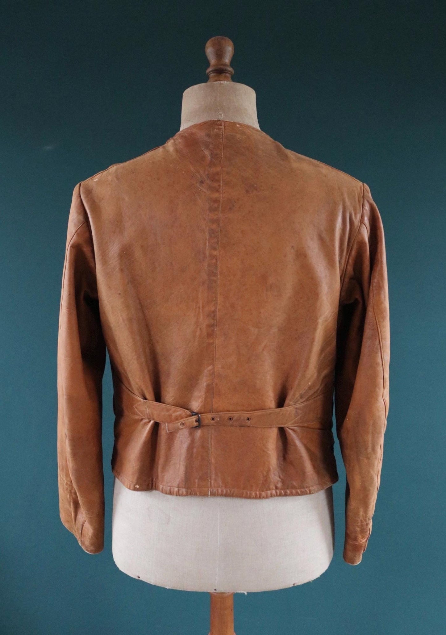 Antique 1920s leather motorcycle jacket - Brodmotor - vintage cropped biker jacket - buckle back - 41” chest