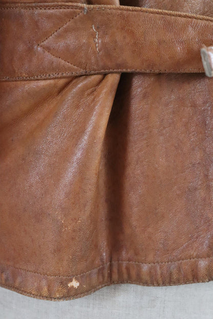 Antique 1920s leather motorcycle jacket - Brodmotor - vintage cropped biker jacket - buckle back - 41” chest