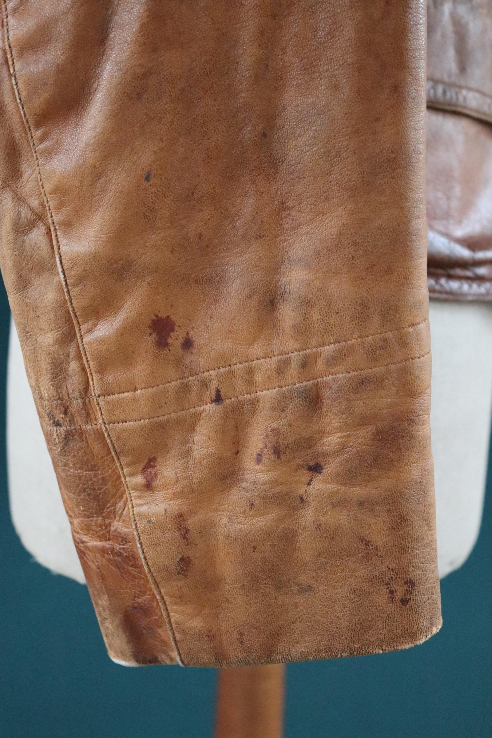 Antique 1920s leather motorcycle jacket - Brodmotor - vintage cropped biker jacket - buckle back - 41” chest