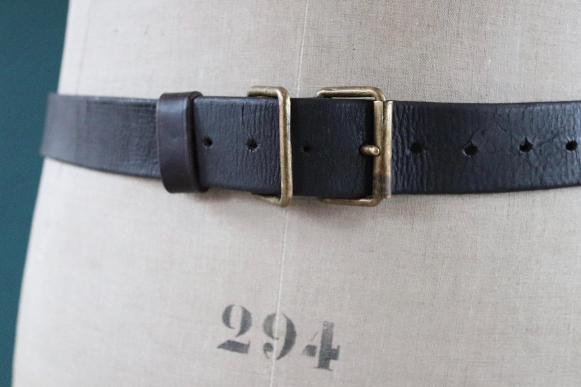 Vintage 1930s Swedish military leather belt - 1940s brown hand stitched belt - 30" 32” 34” 35"
