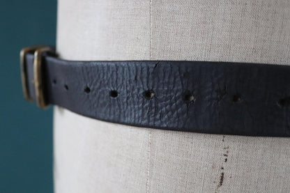 Vintage 1930s Swedish military leather belt - 1940s brown hand stitched belt - 30" 32” 34” 35"