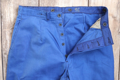 Vintage WW2 workwear trousers - 1940s deadstock - Swedish military - buckle back pants - blue cotton twill - 30” x 32”