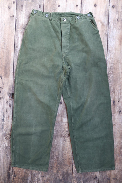 Vintage 1940s Swedish workwear trousers - WW2 utility chore pants - buckle back - 31” x 29”