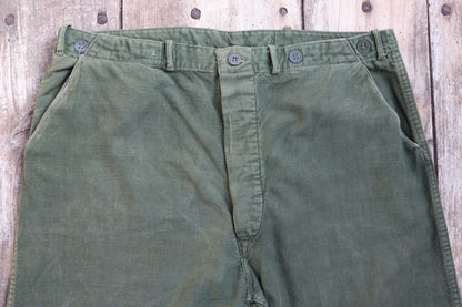 Vintage 1940s Swedish workwear trousers - WW2 utility chore pants - buckle back - 35” x 31”