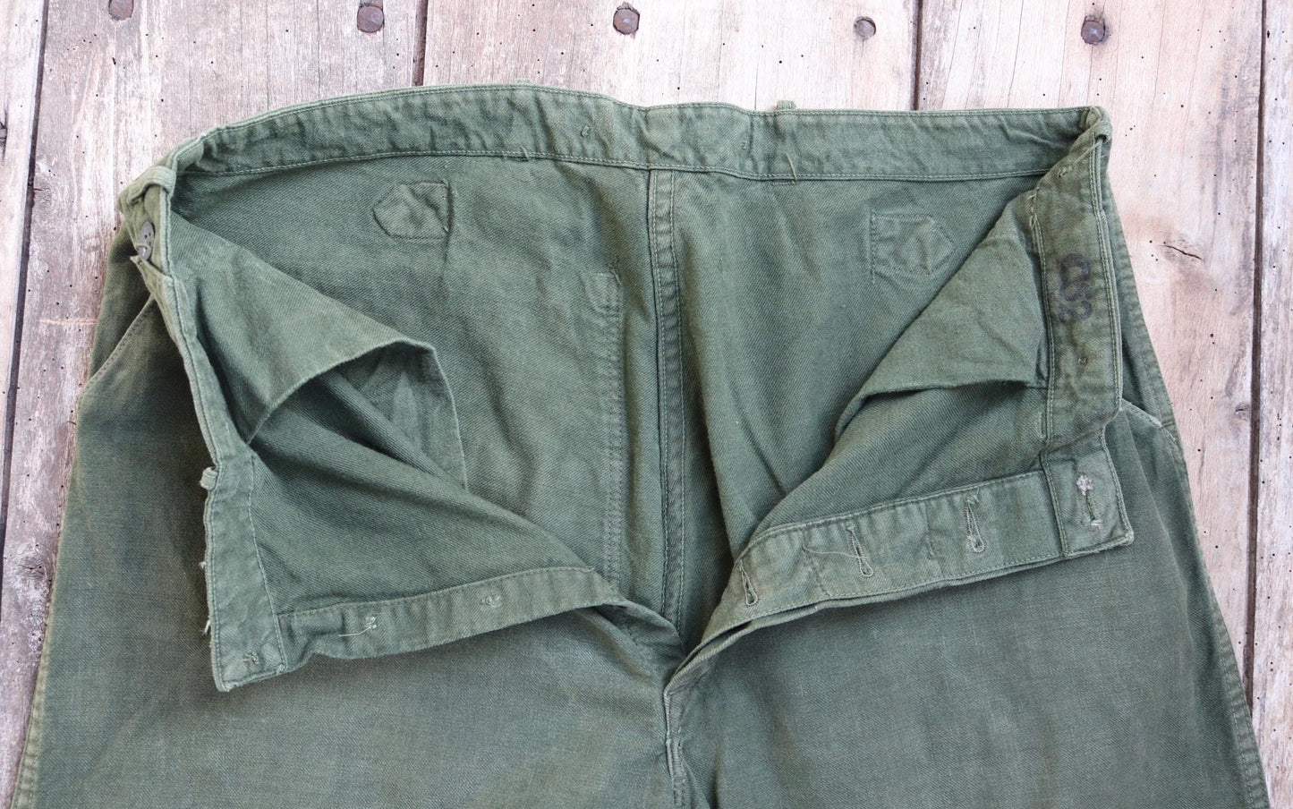 Vintage 1940s Swedish workwear trousers - WW2 utility chore pants - buckle back - 35” x 31”