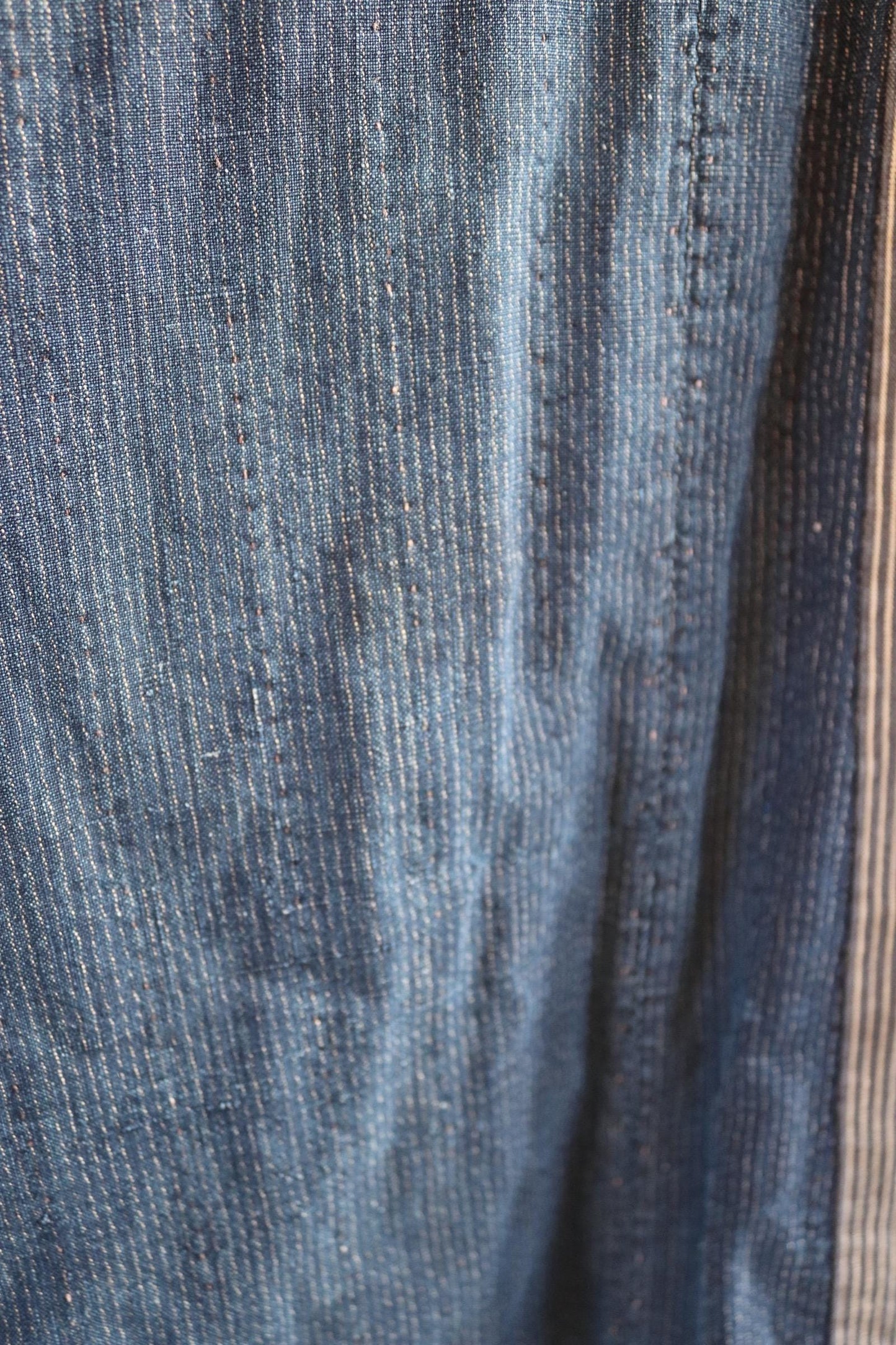Vintage Japanese boro kimono - indigo kasuri robe - sashiko stitching - traditional dressing gown