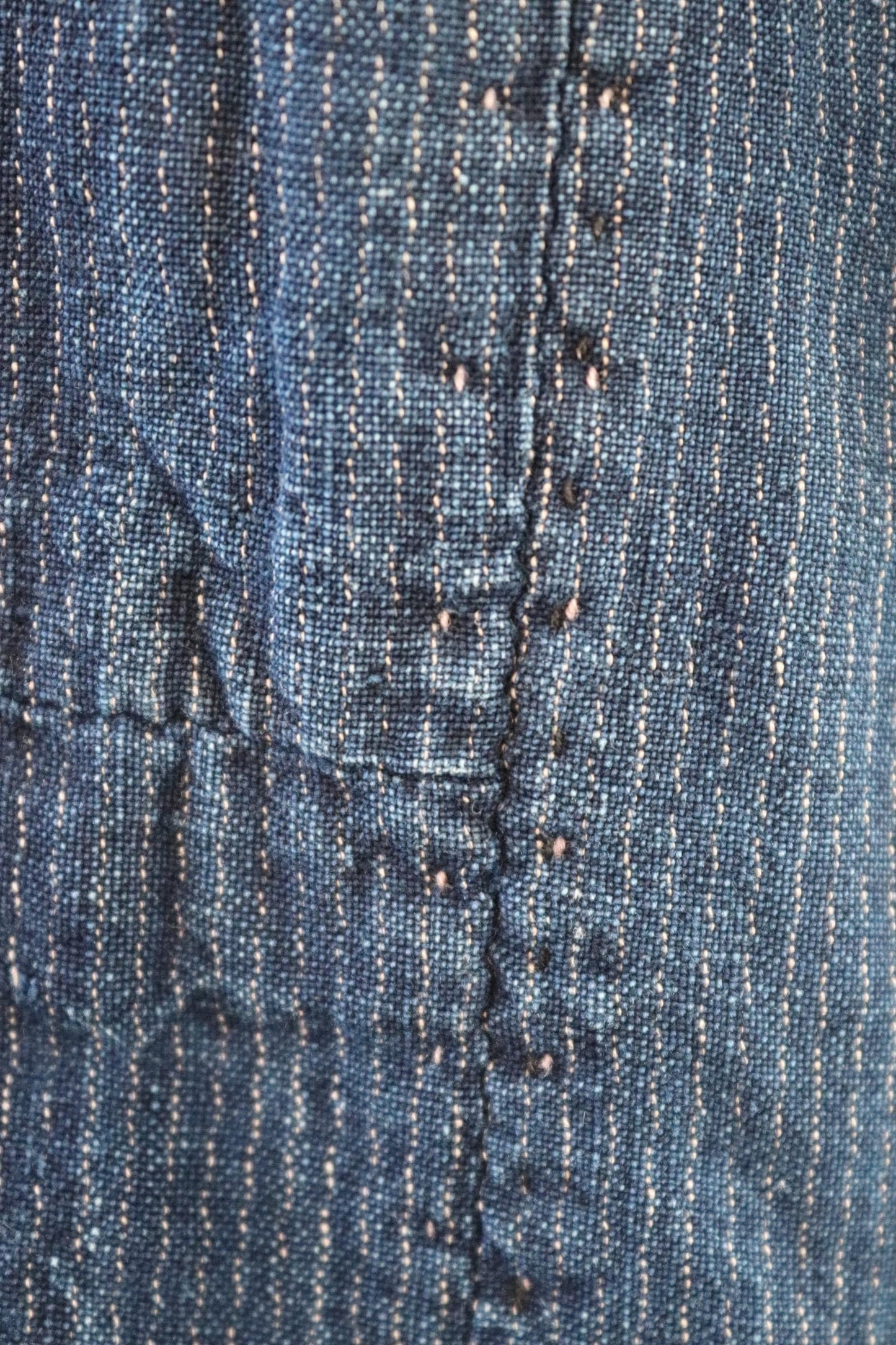 Vintage Japanese boro kimono - indigo kasuri robe - sashiko stitching - traditional dressing gown