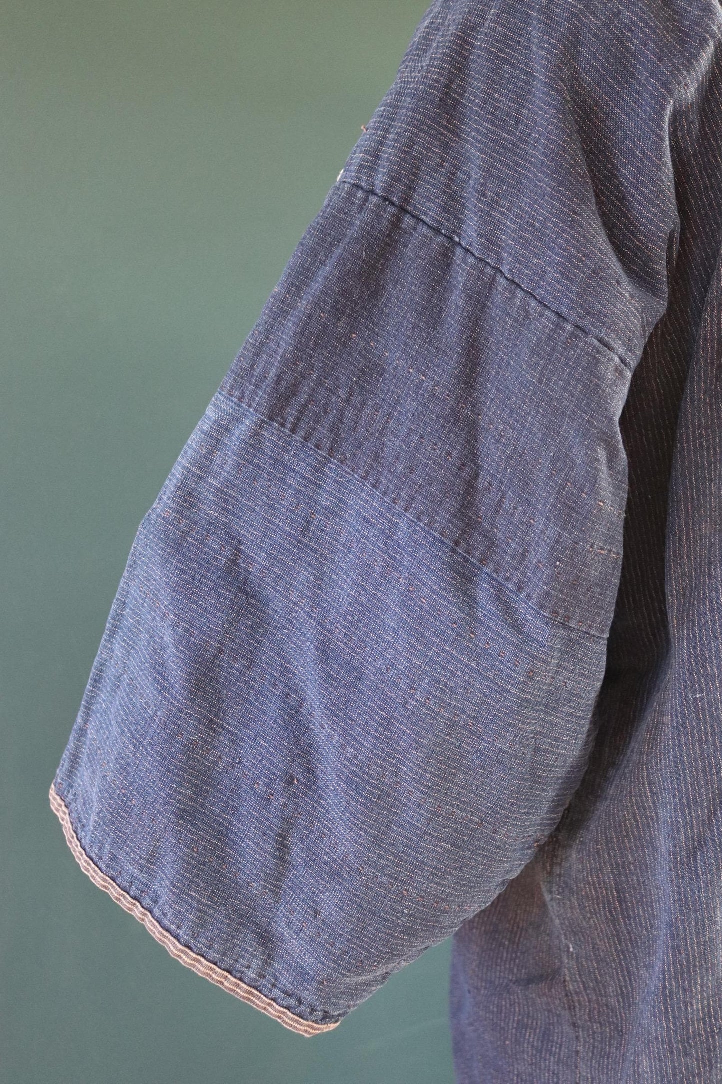 Vintage Japanese boro kimono - indigo kasuri robe - sashiko stitching - traditional dressing gown