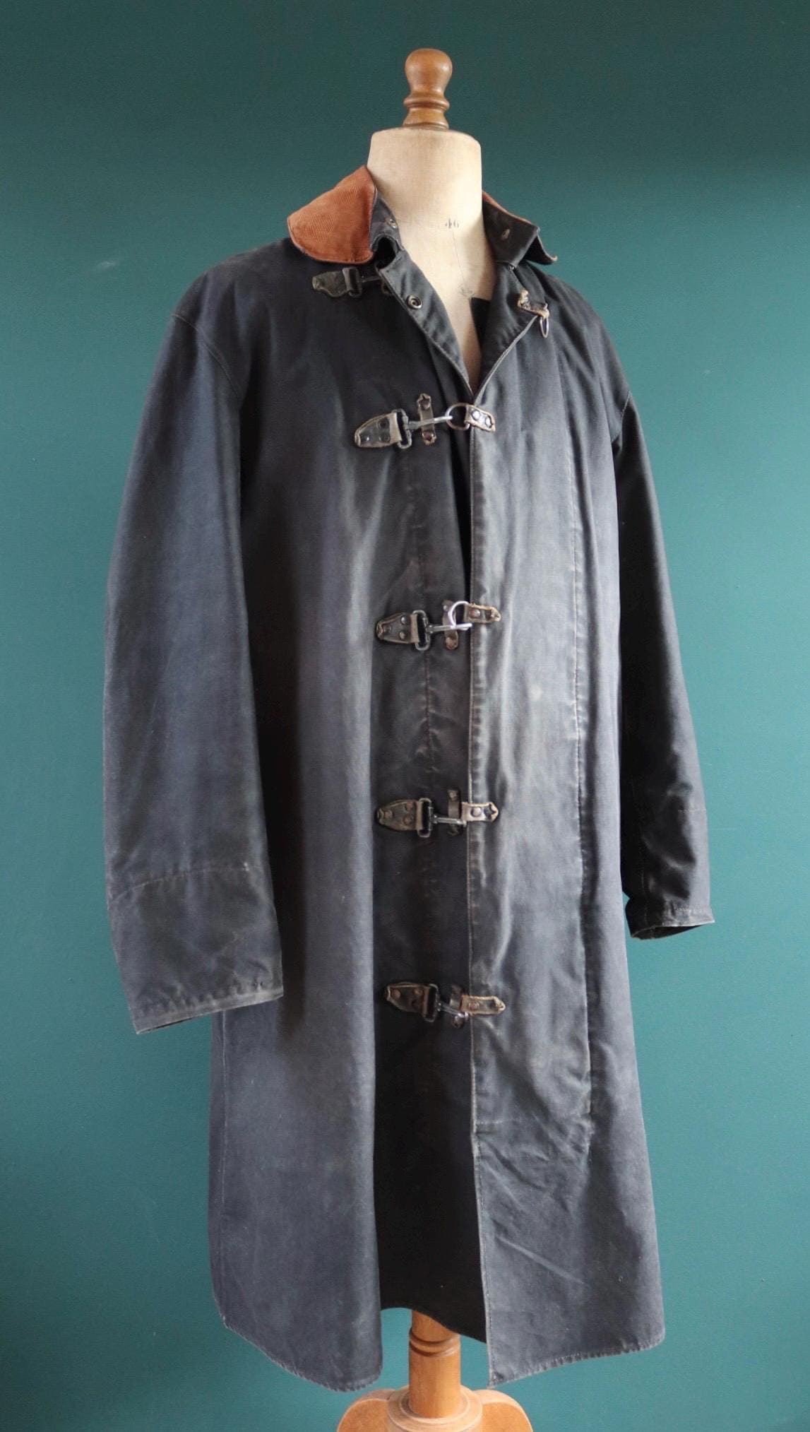 Vintage 1950s firefighter coat - lobster clasp - fireman’s jacket - 52” chest