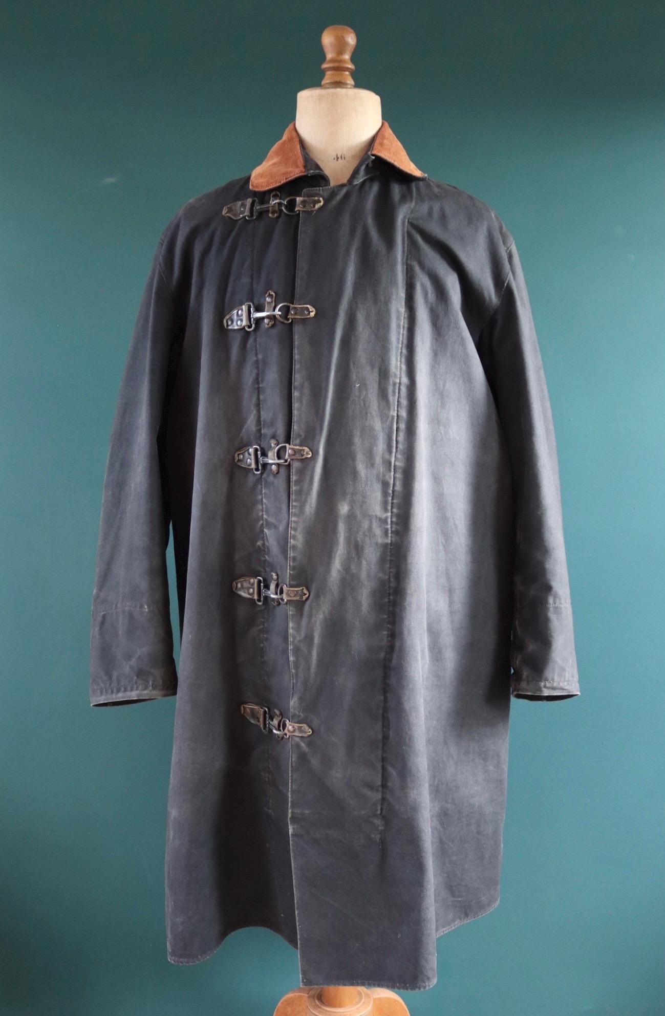 Vintage 1950s firefighter coat - lobster clasp - fireman’s jacket - 52” chest