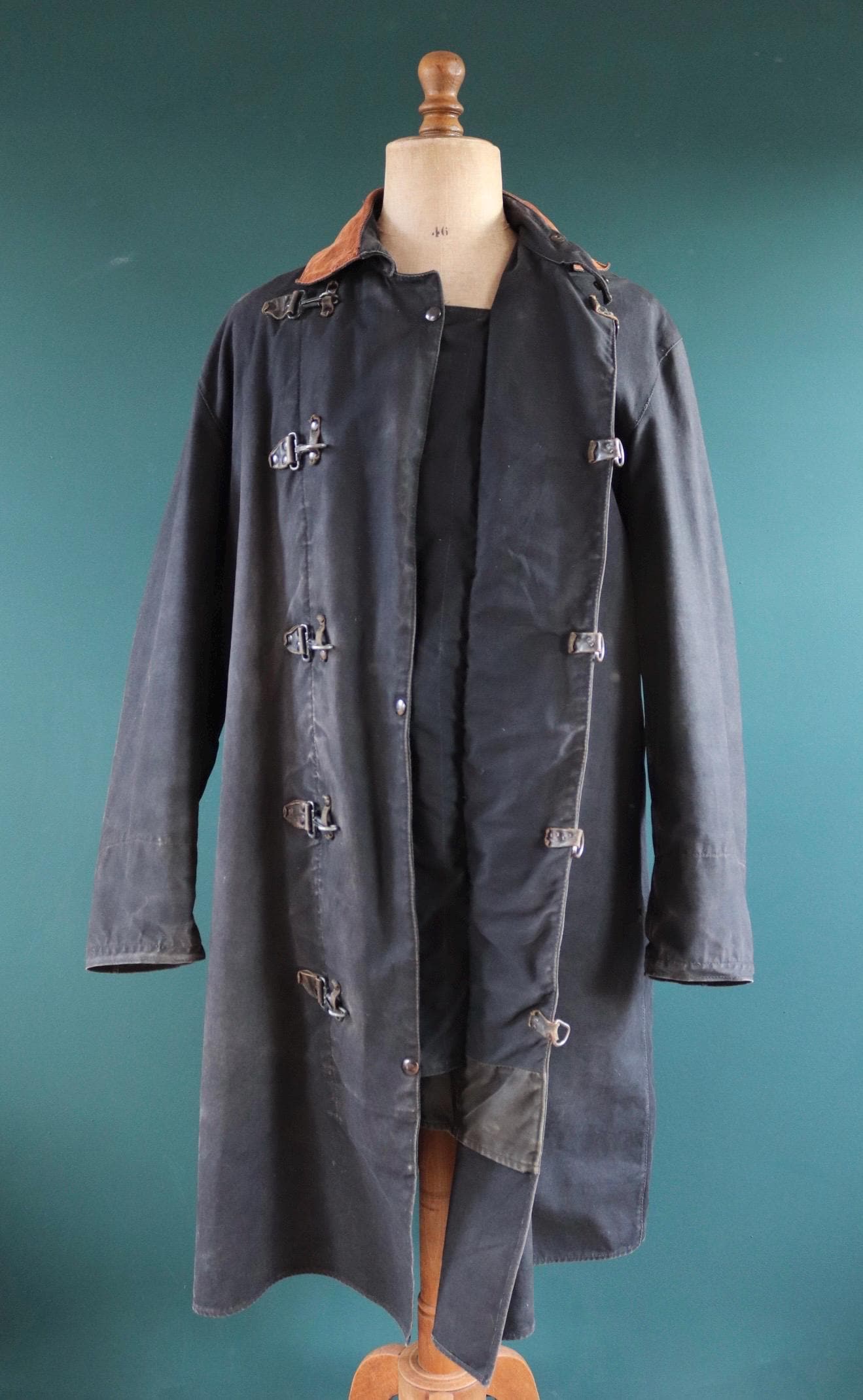 Vintage 1950s firefighter coat - lobster clasp - fireman’s jacket - 52” chest