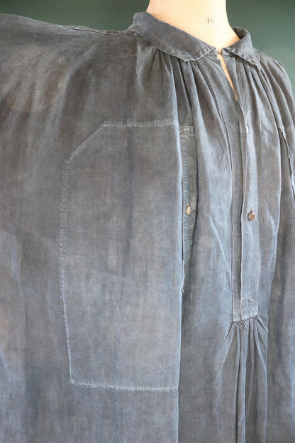 Antique 1900s French indigo biaude - vintage cotton workwear smock - 65" chest