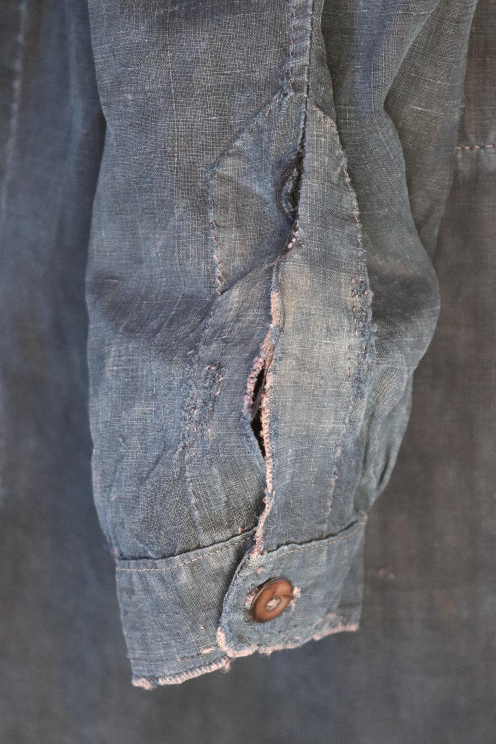 Antique 1900s French indigo biaude - vintage cotton workwear smock - 65" chest