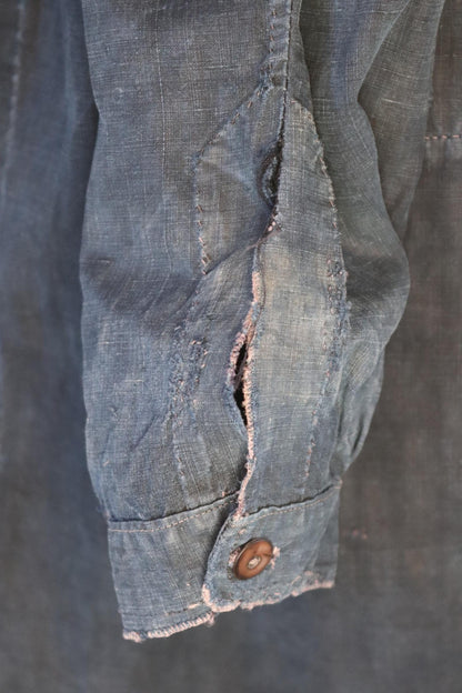 Antique 1900s French indigo biaude - vintage cotton workwear smock - 65" chest