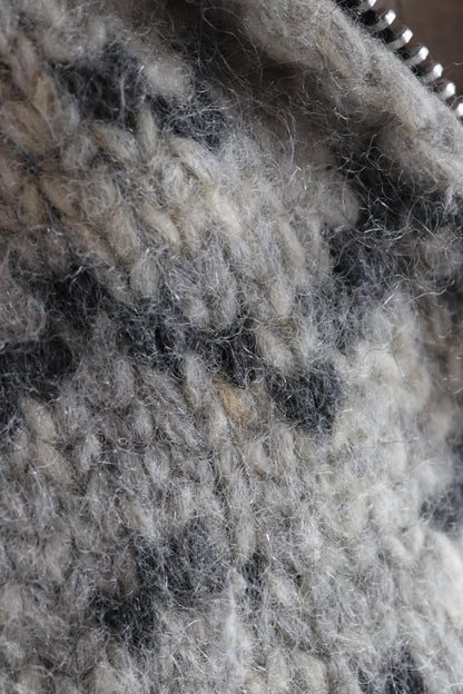 Vintage 1980s Tuak cowichan sweater - chunky wool cardigan - hand knitted jumper - shawl collar - 42” chest