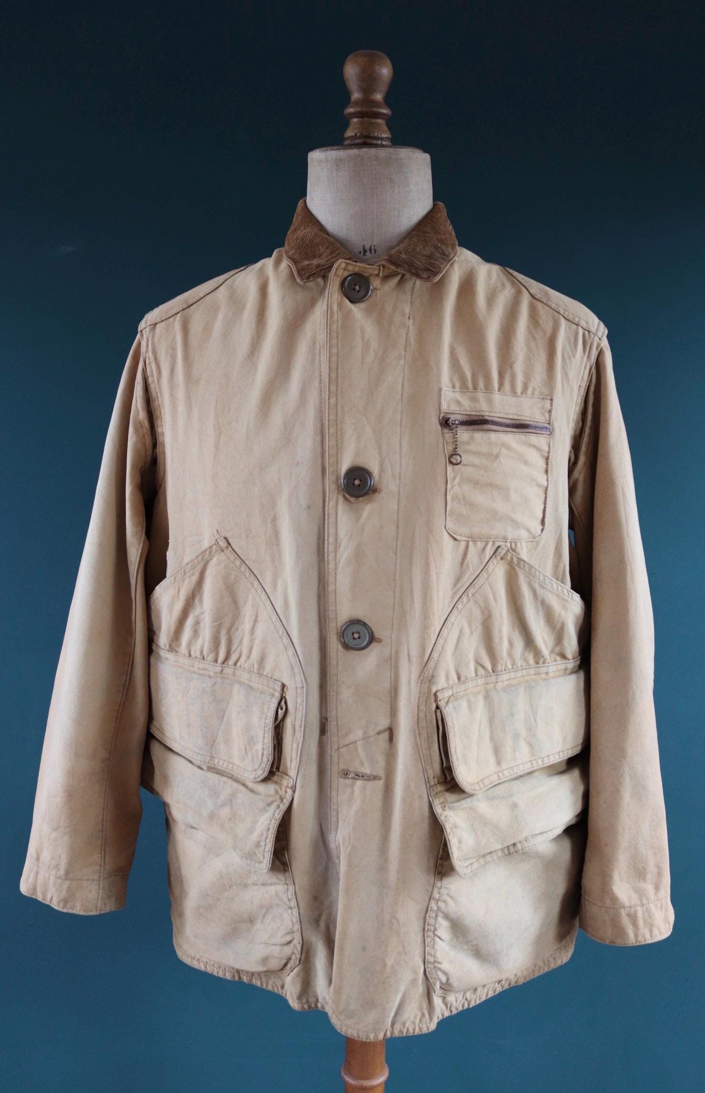 Vintage 1950s canvas hunting jacket - American workwear - chore coat - 48" chest