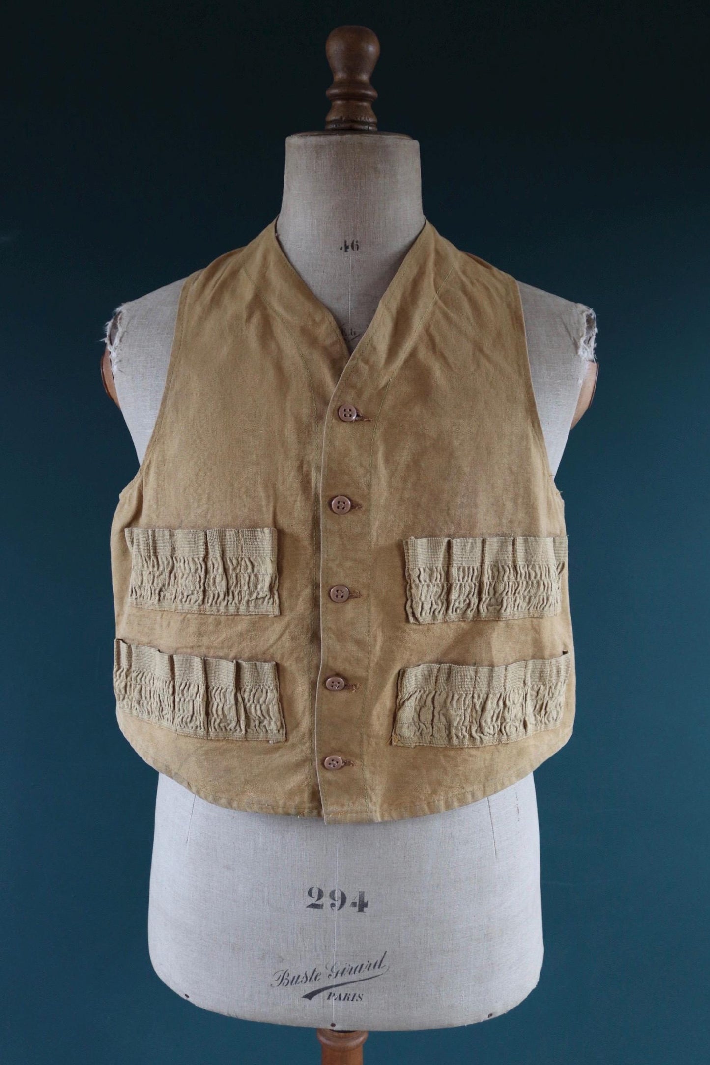 Vintage duck cotton workwear vest - utility waistcoat - 41” chest