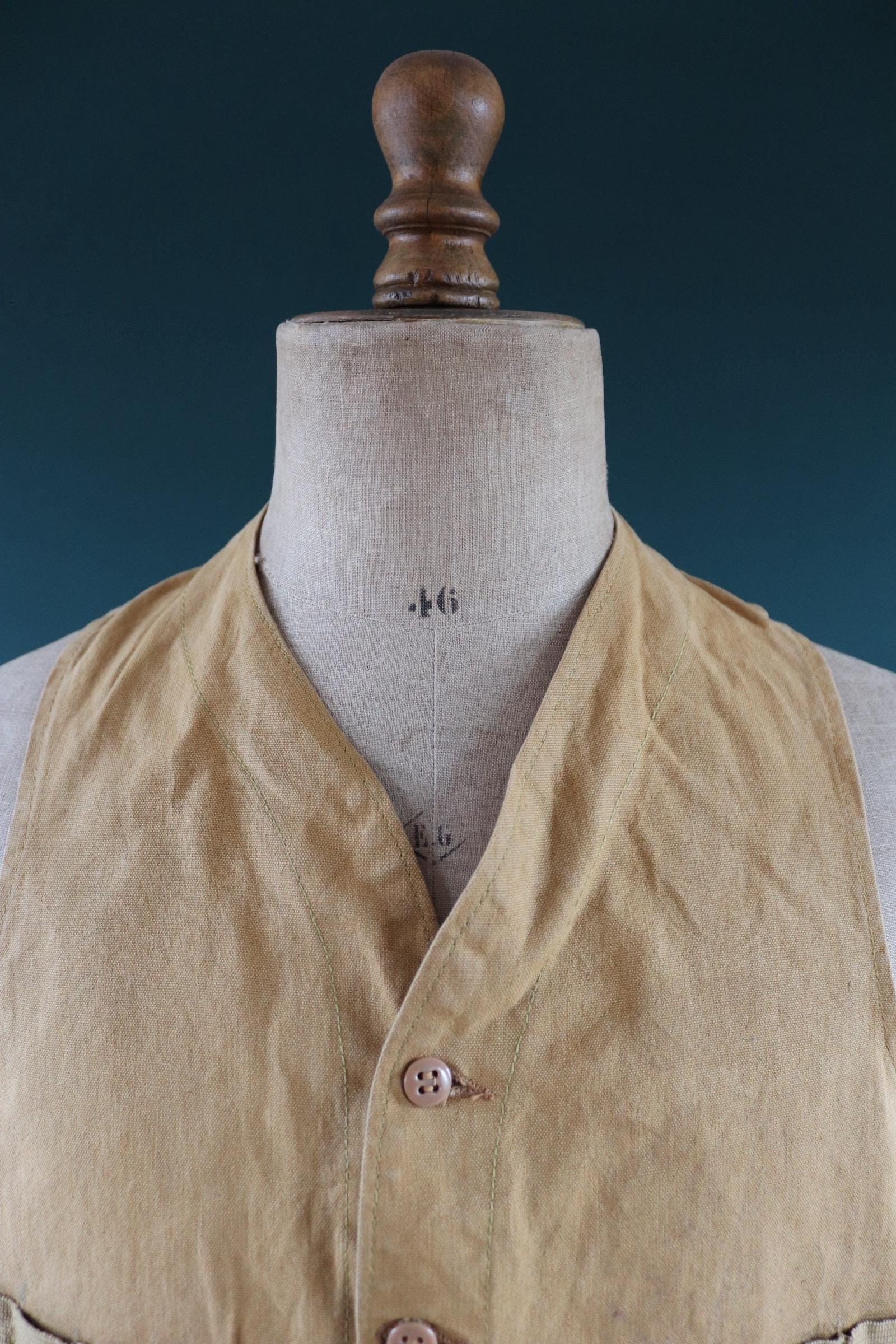 Vintage duck cotton workwear vest - utility waistcoat - 41” chest