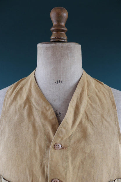 Vintage duck cotton workwear vest - utility waistcoat - 41” chest