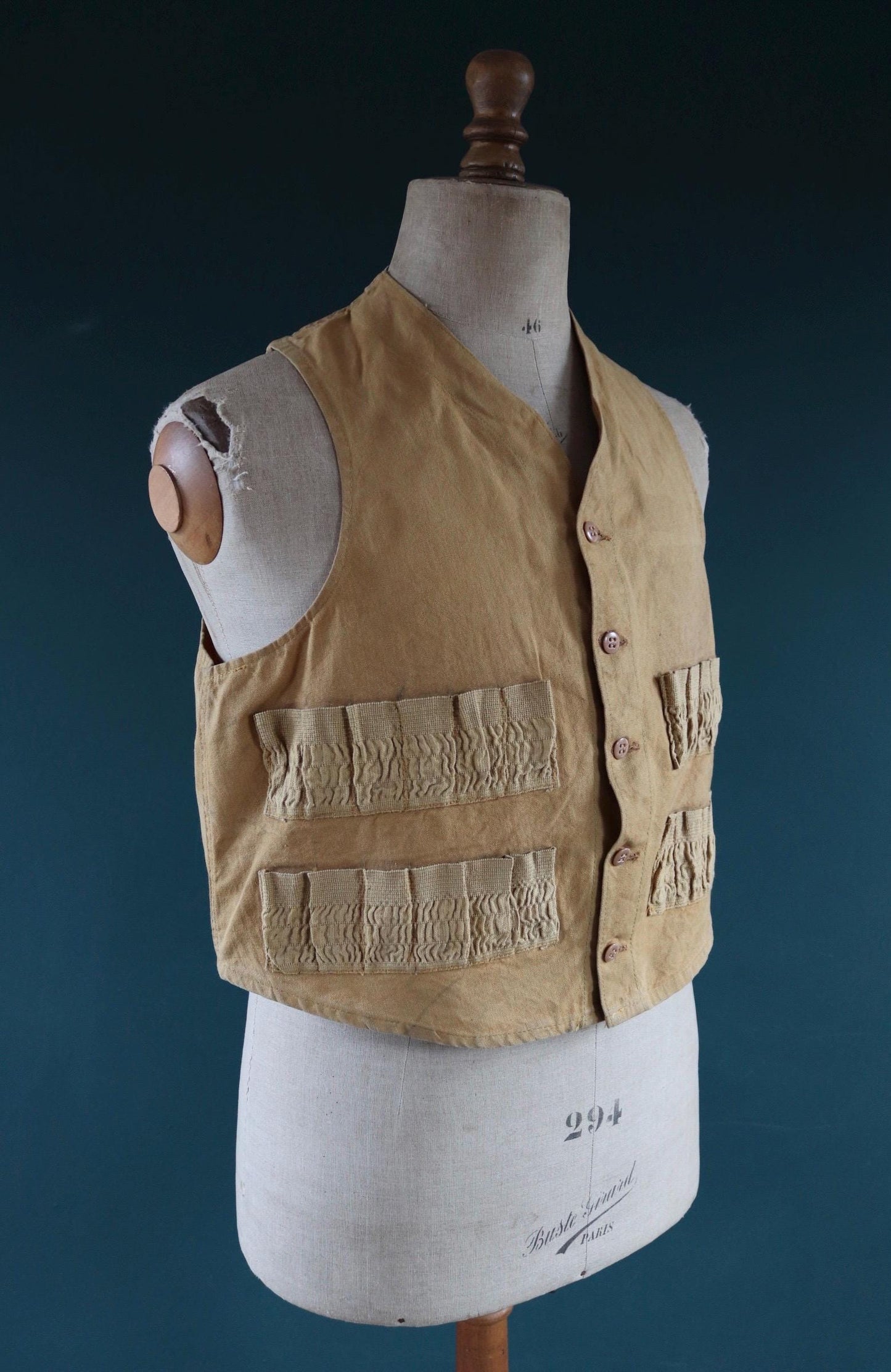Vintage duck cotton workwear vest - utility waistcoat - 41” chest